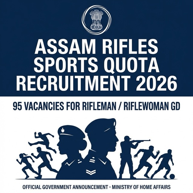 Assam Rifles Meritorious Sportspersons Recruitment Rally 2026: Apply Online for 95 GD Posts