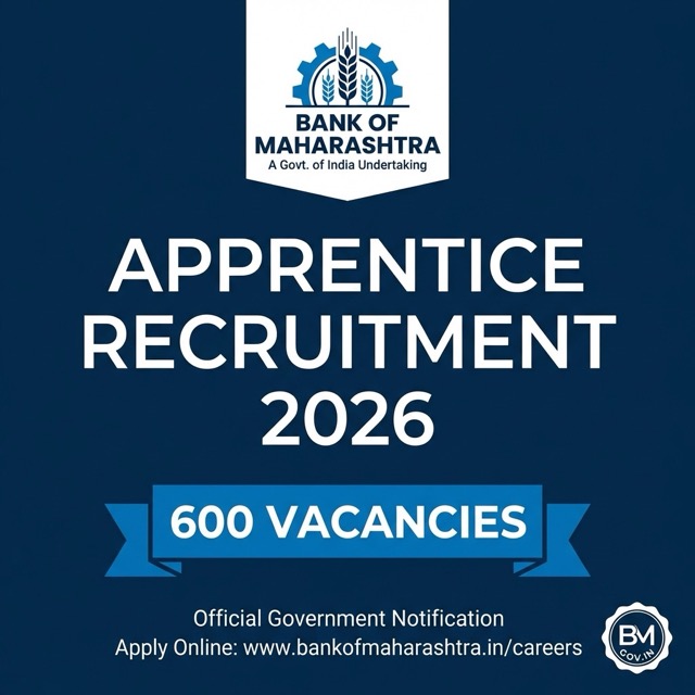 Bank of Maharashtra Apprentice Recruitment 2026: Online Form for 600 Posts | Apply Now
