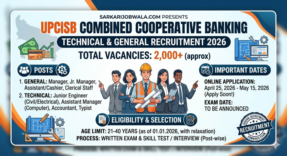 UPCISB Recruitment 2026 – 1900+ UP Co-op Sarkari Jobs