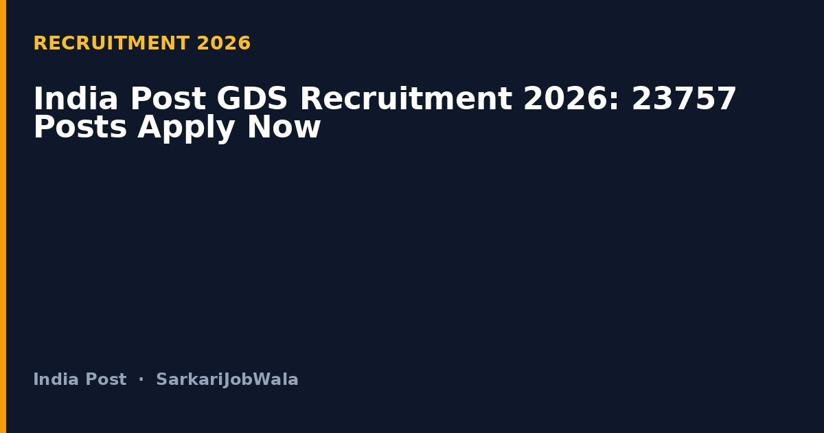 India Post GDS Recruitment 2026: 23757 Posts Apply Now